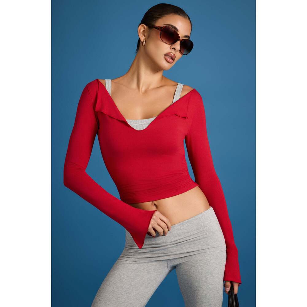 Oh Polly ButterCloud™ Long-Sleeve Top in Chilli Size XXS